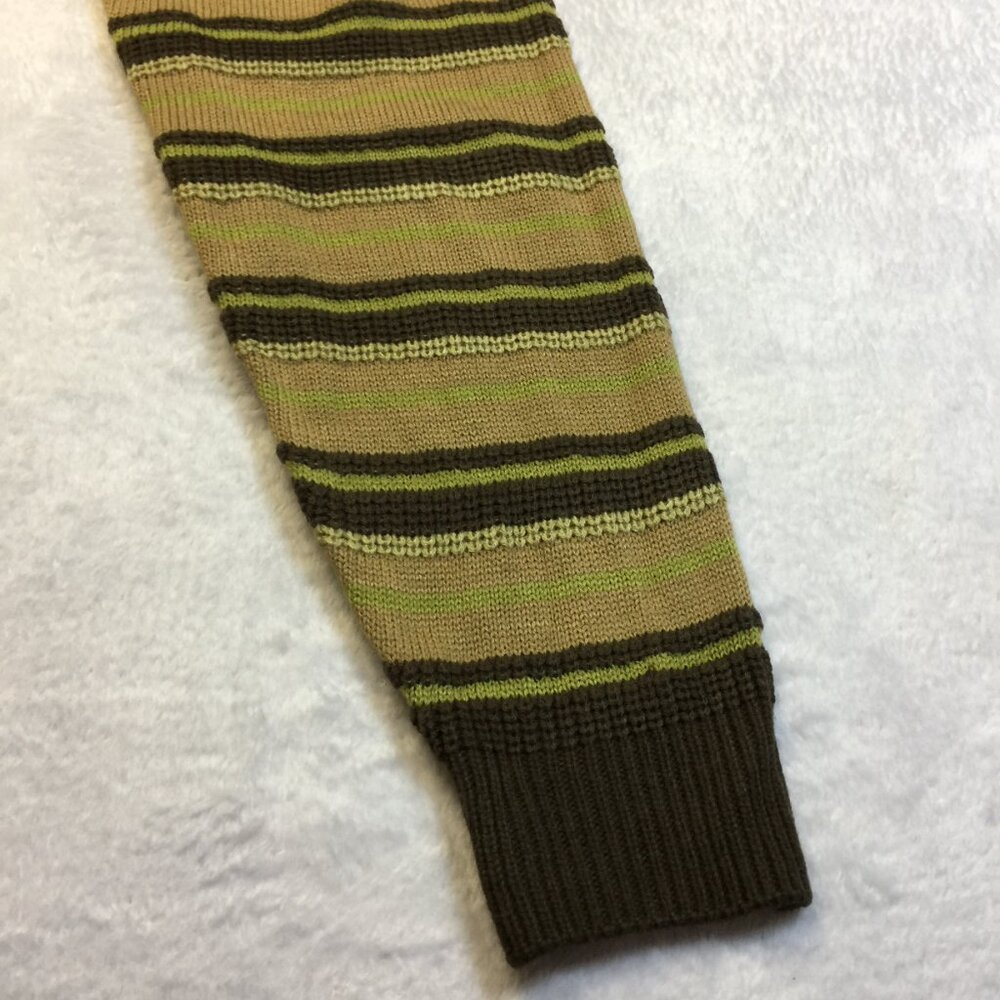 New! Thorn & Fable Sweater M Men’s Green Brown Striped Pocket Long Sleeve - Picture 9 of 16